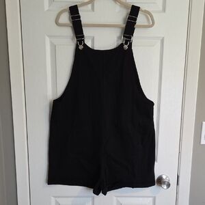Black Short Overalls Romper
